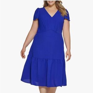 DKNY Royal Blue 14 Petite  Soft Everyday Tiered Dress